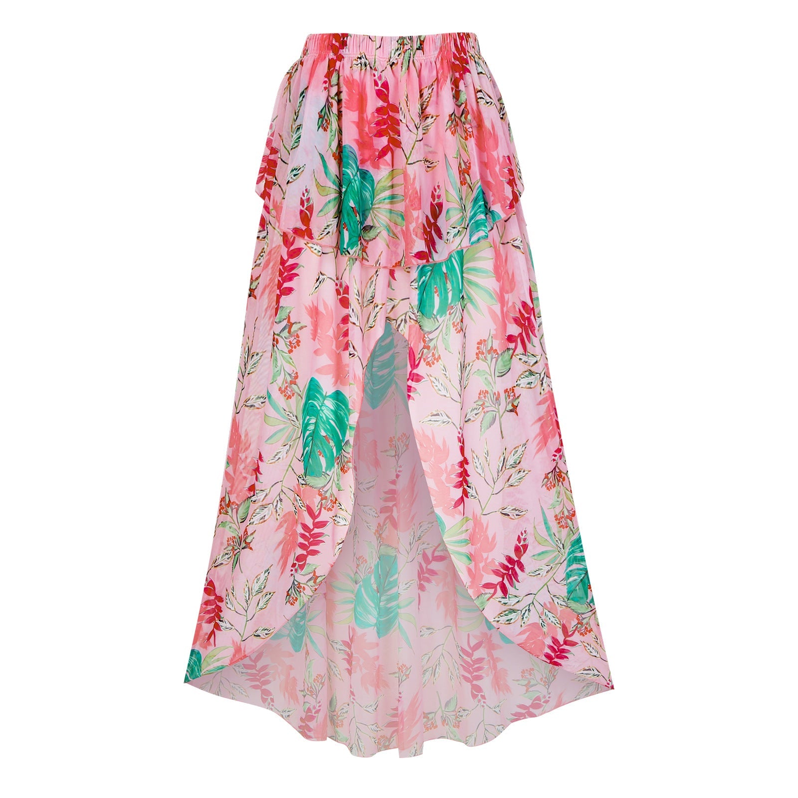 Swimwear Puff Sleeve outside One Piece Retro Printed Swimsuit Women Printed Wrap Skirt Set