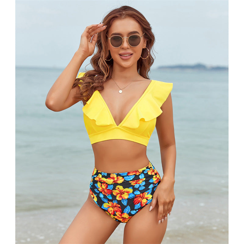 Women High Waist Bikini Sexy Flying Swimsuit Bikini