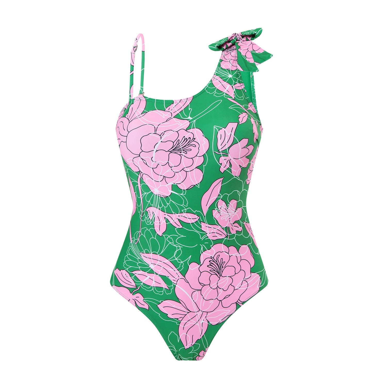 Bikini Printed Swimsuit Oblique One Shoulder One Piece Swimsuit Women