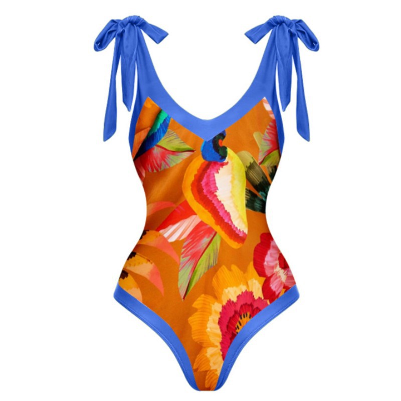 Women One Piece Swimming Sexy Print Two Piece Skirt Popular Swimsuit Bikini