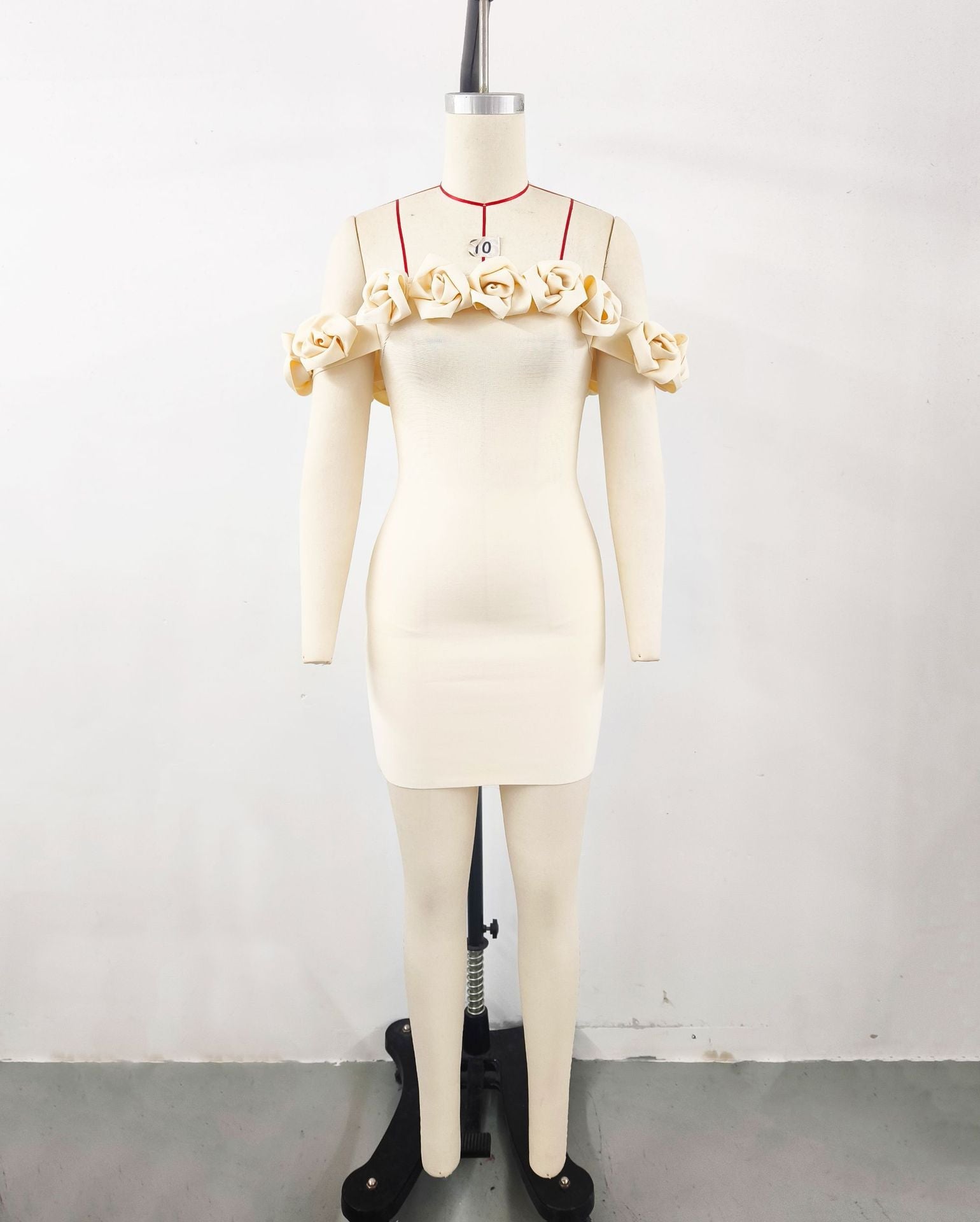 Women Clothing Advanced Sense Red Floral Bandage One Piece Dress