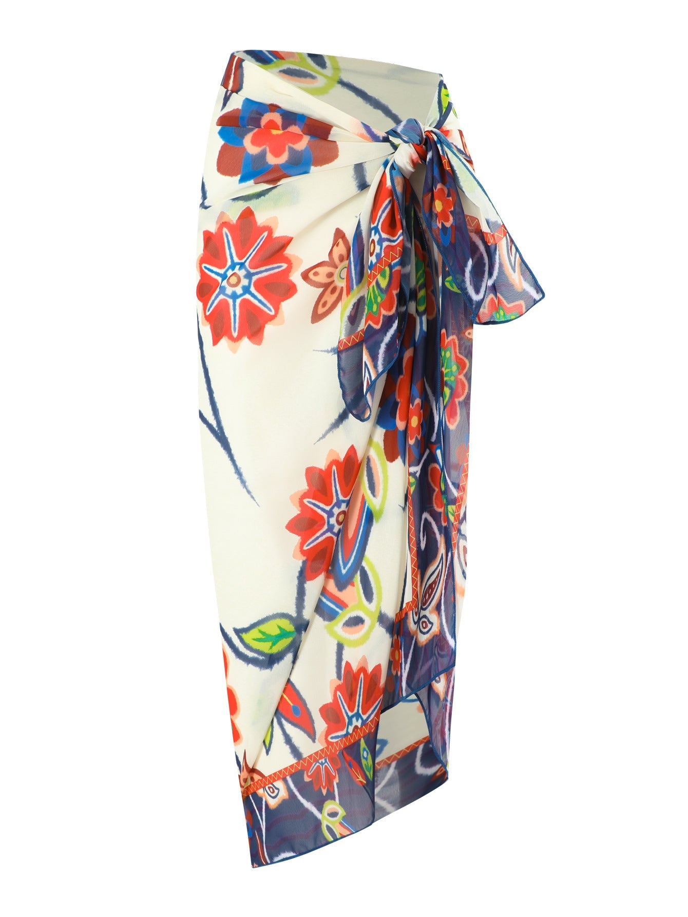 French One Piece Two Piece Set Swimsuit Digital Printing Sheath Gauze Skirt Conservative Swimwear Women