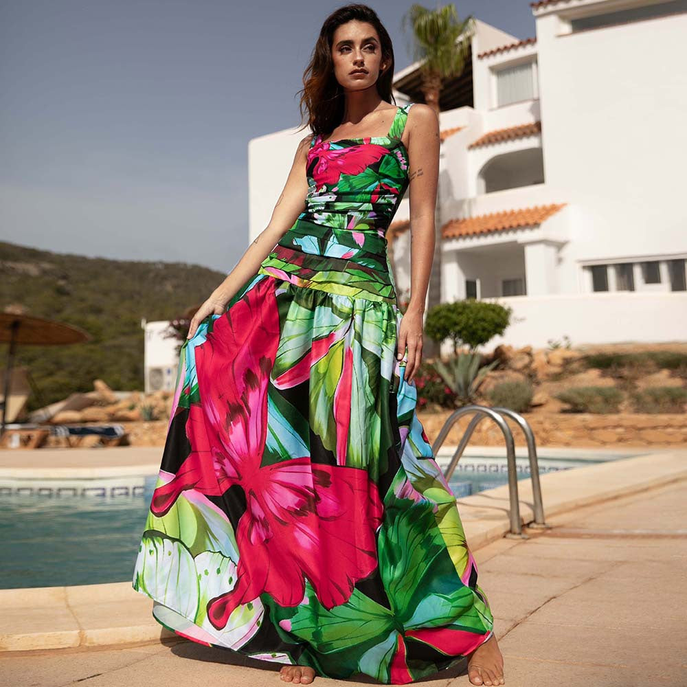 Butterfly Print One Piece Swimsuit Women Umbrella Skirt Sets