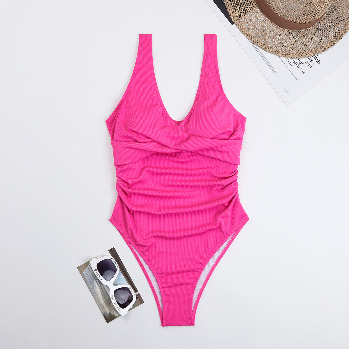 Swimsuit Women Triangle One Piece Solid Color Bikini Sports Conservative Swimsuit