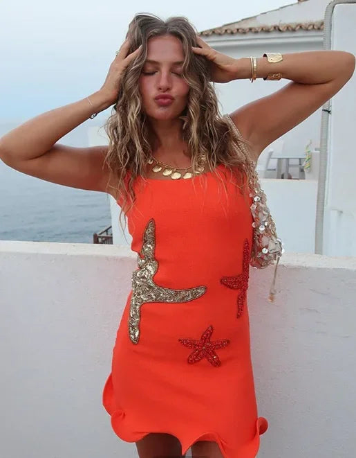 Starfish Sequin Slim Sling Mini Dress