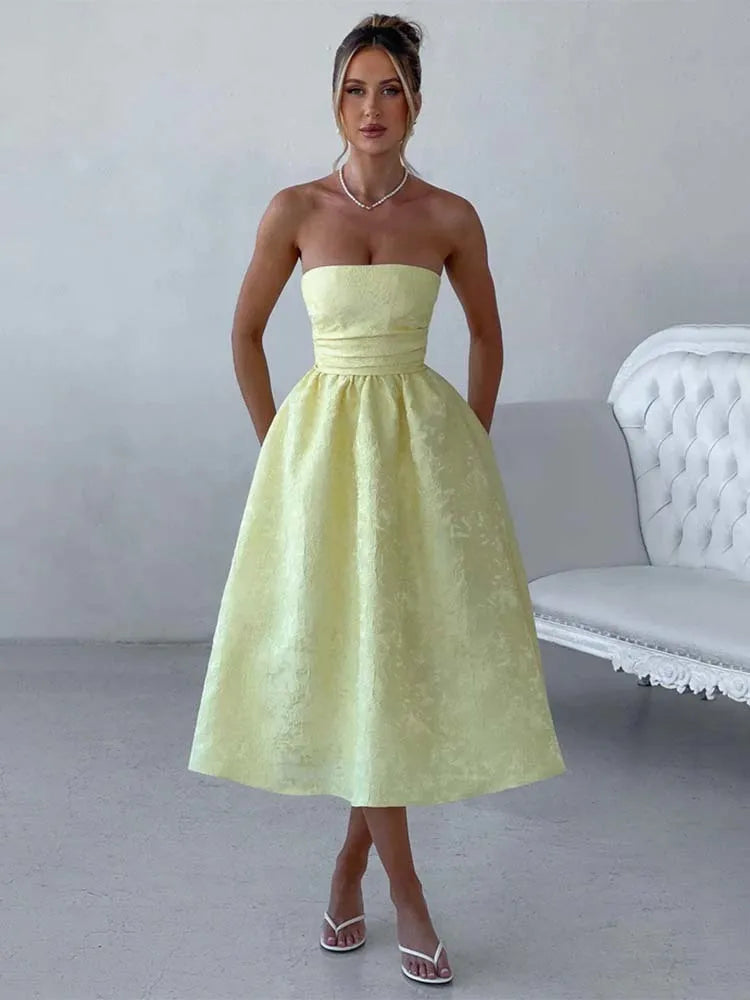 Bow Backless Jacquard A Line Mini Dress