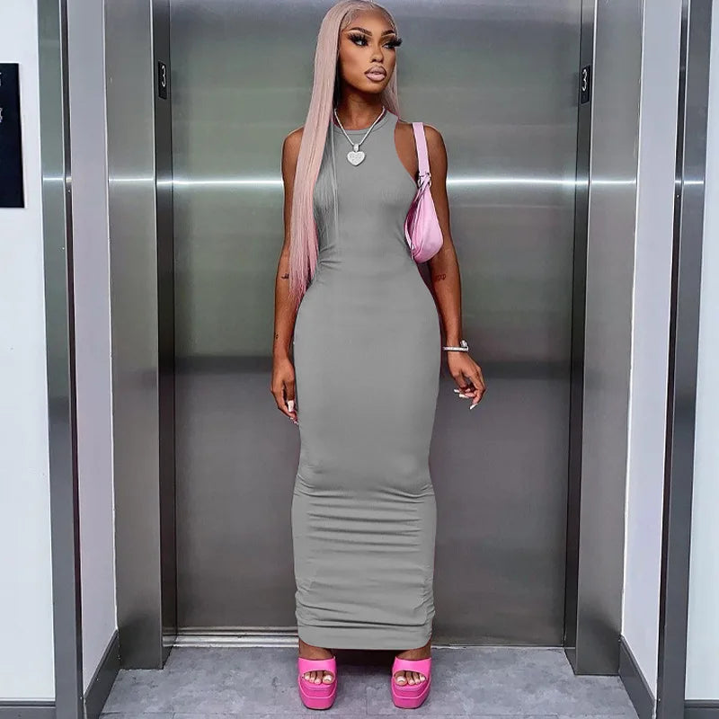 Ribbed Sleeveless Bodycon Maxi Dress