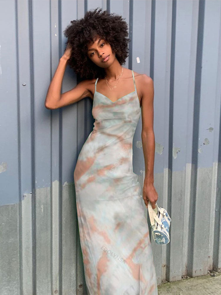 Green Boho Printed Maxi Dress