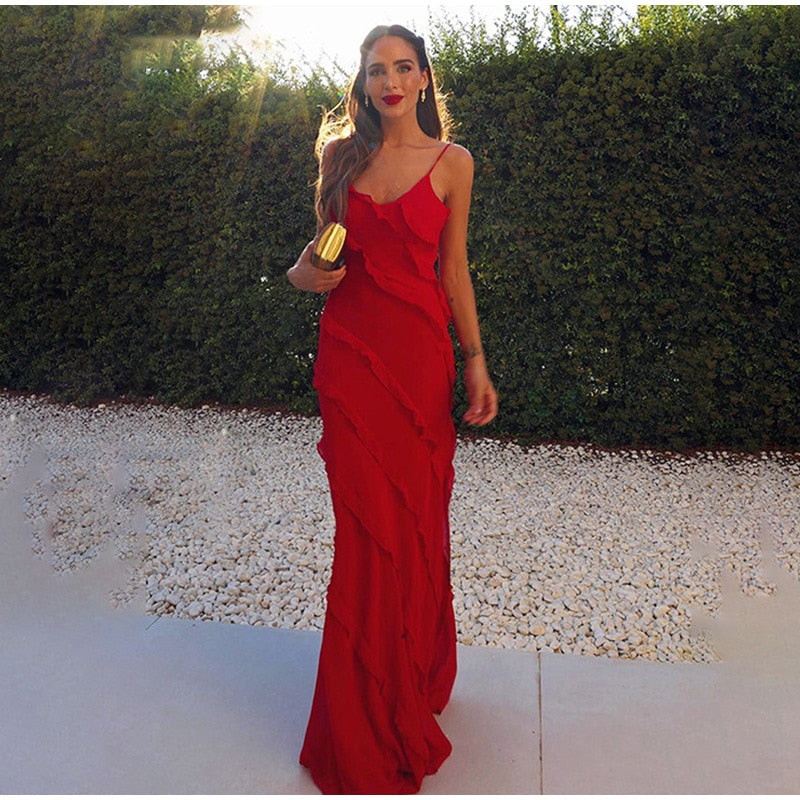 Elegant Deep V Neck Maxi Dress