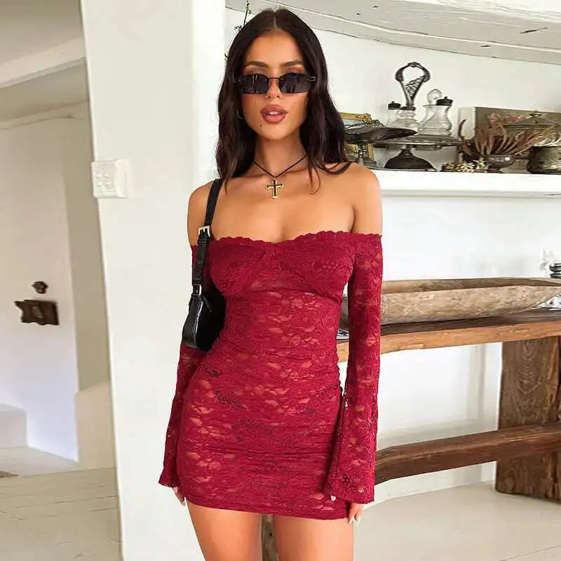 Strapless Lace Backless Party Mini Dress