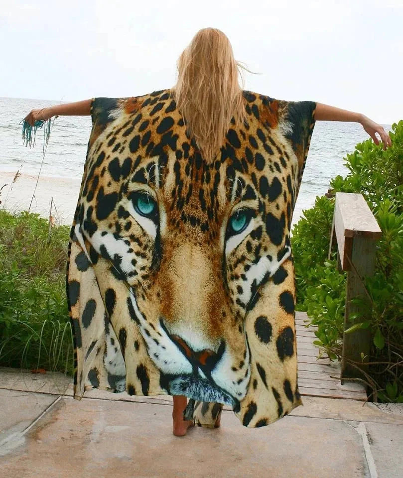 Chiffon Leopard Print Kimono Boho Bikini Cover Up