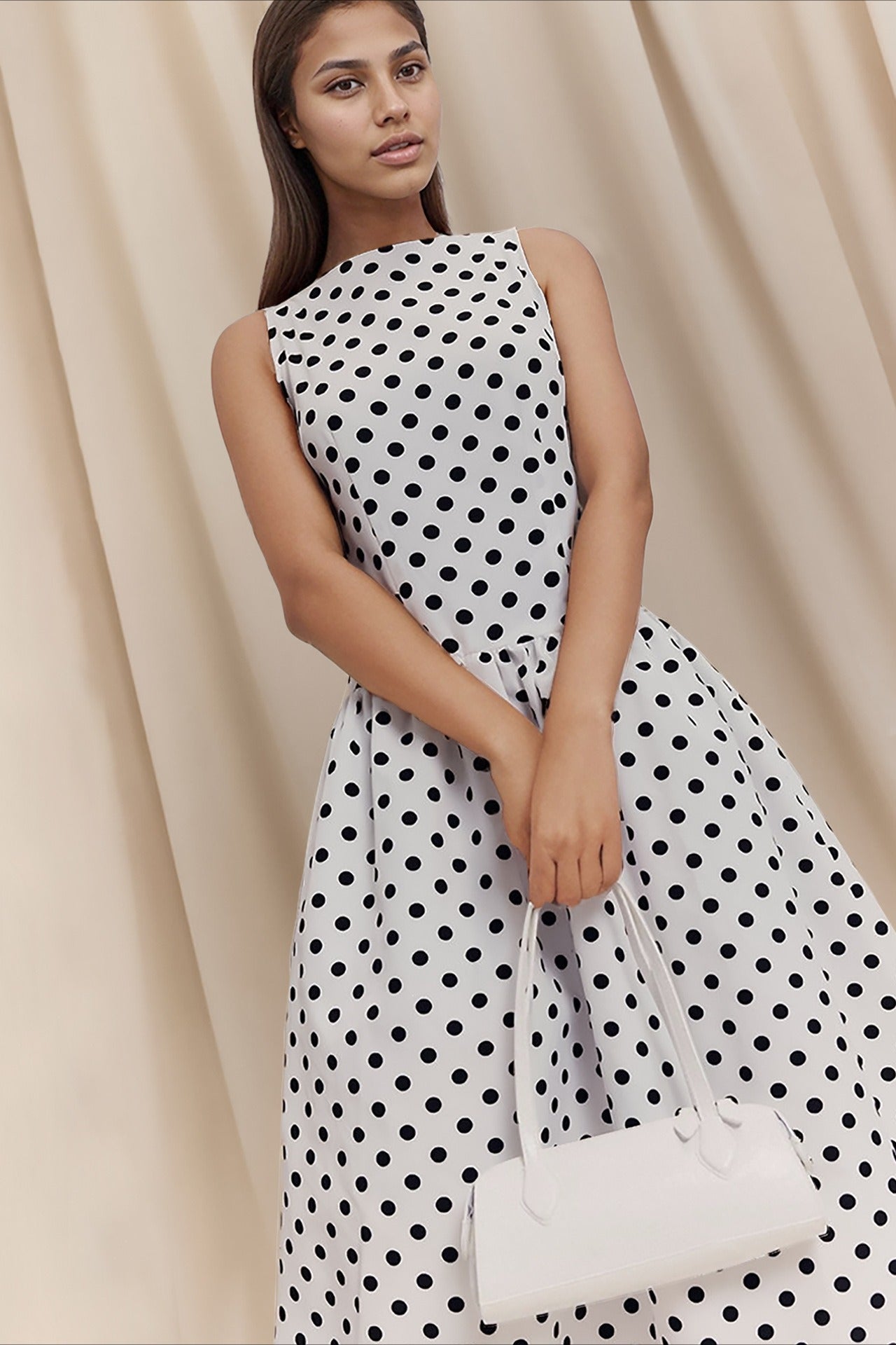 Chic Polka Dot Sleeveless Maxi Dress