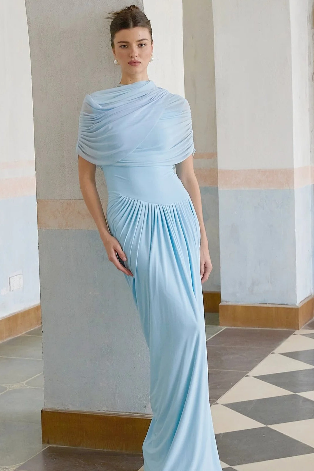 Sky Blue Sleeveless Formal Party Maxi Dress
