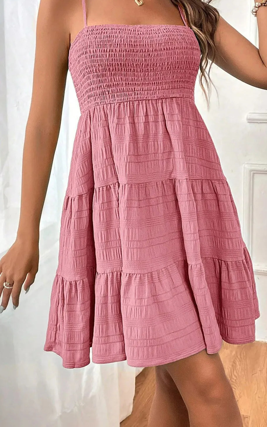 Backless Ruffle Spaghetti Strap Mini Dress