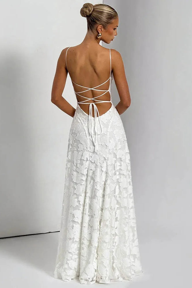 Lace-Up Backless Maxi Dress