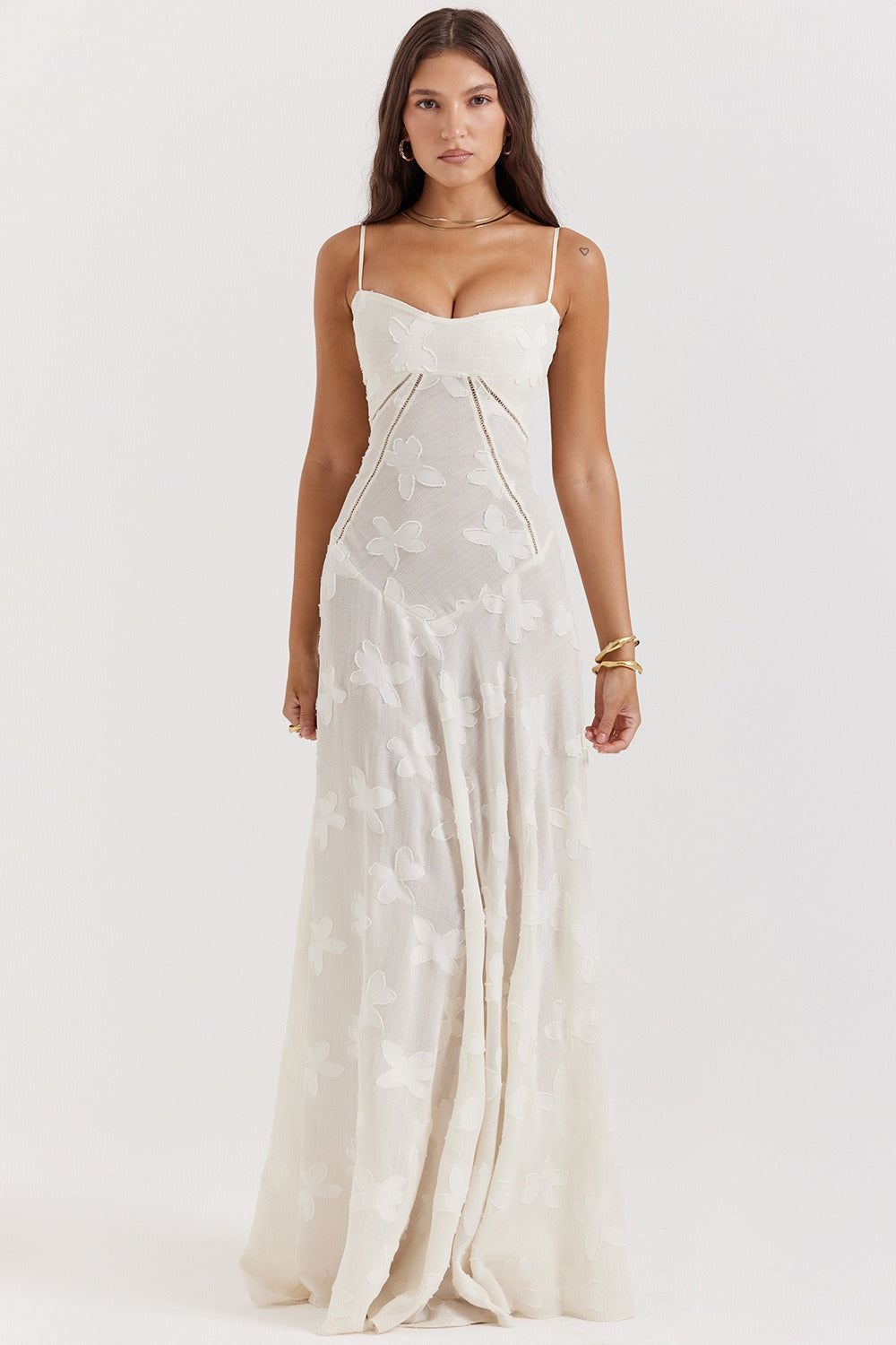 Lace Tie-Strap Romantic Maxi Dress