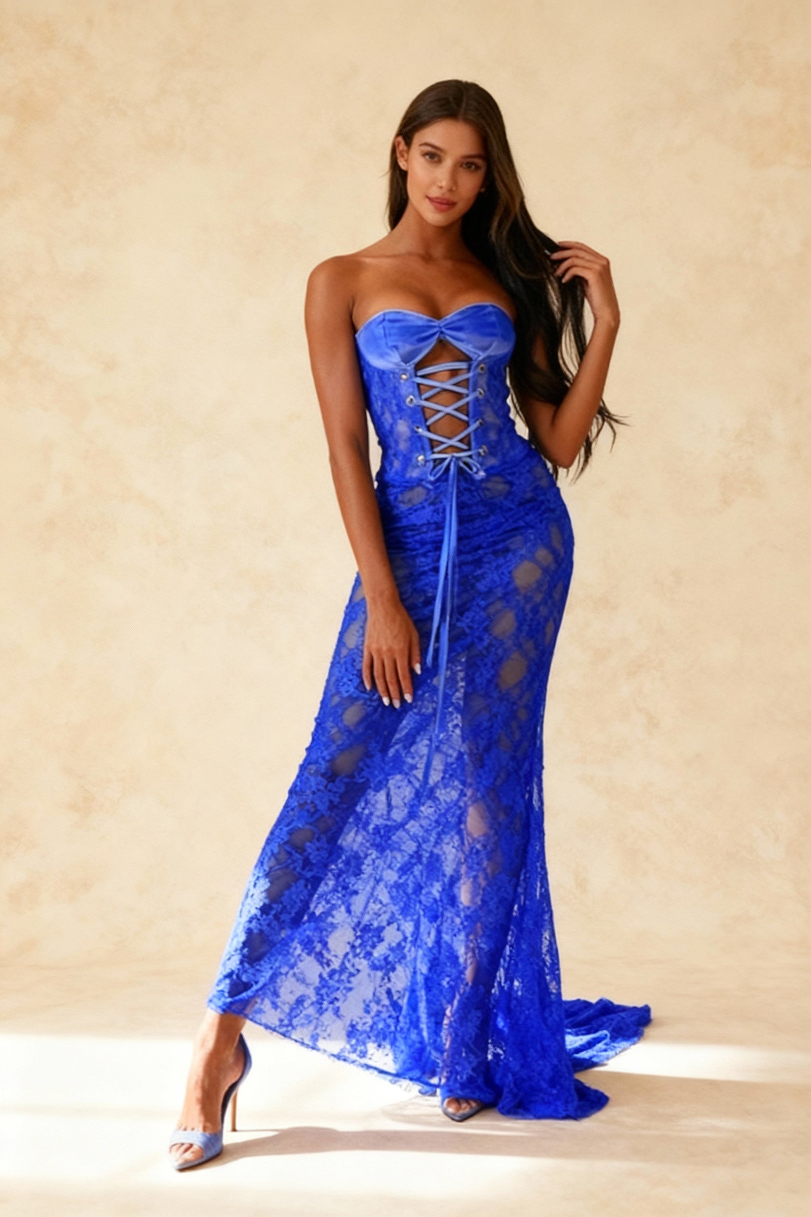 Sexy Lace-up Backless Bodycon Maxi Dress