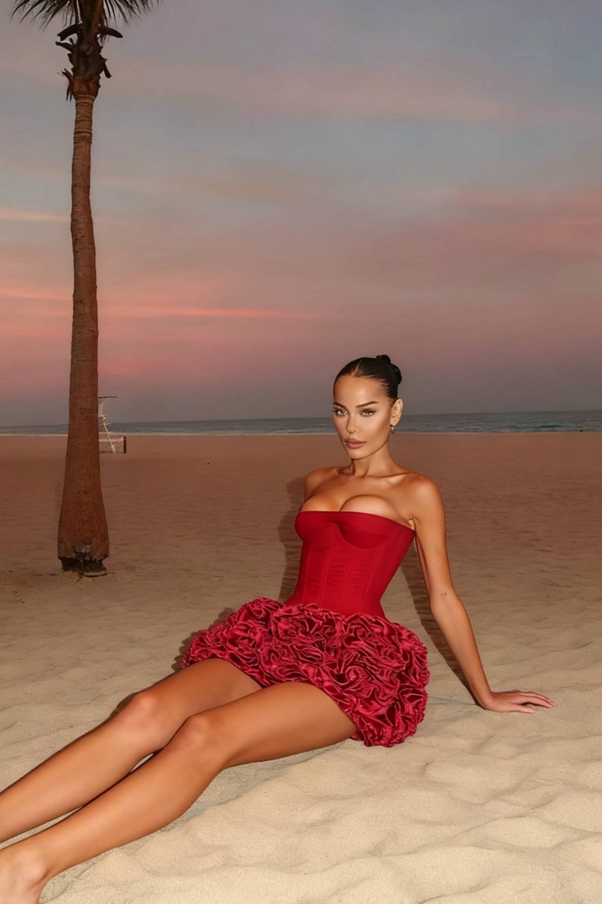 Strapless Floral Mini Dress