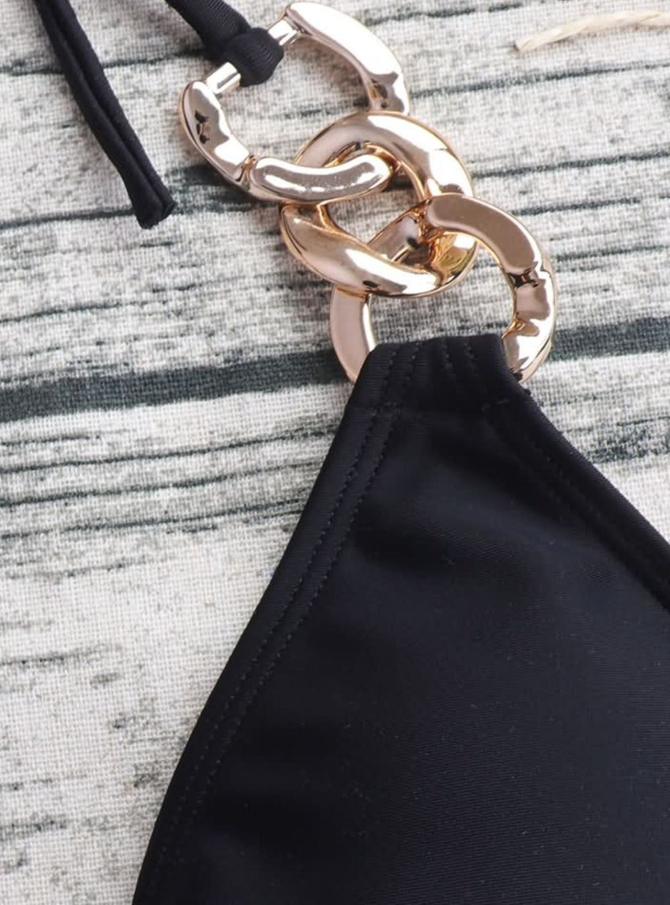 Women's Halter Chain Detail Bikini Set