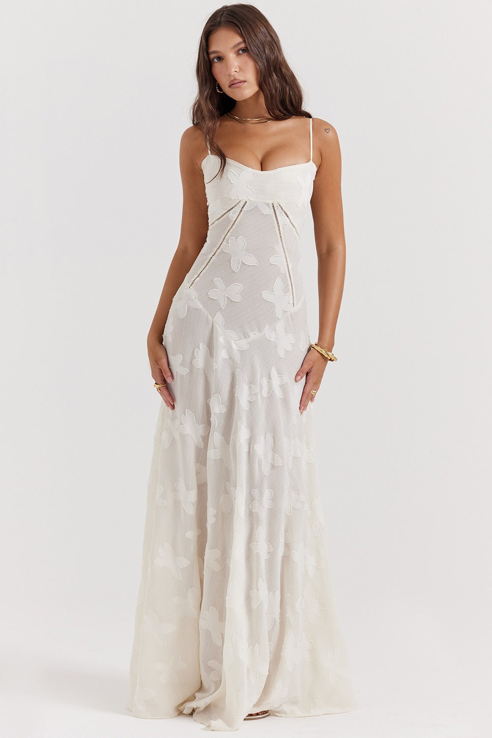 Lace Tie-Strap Romantic Maxi Dress