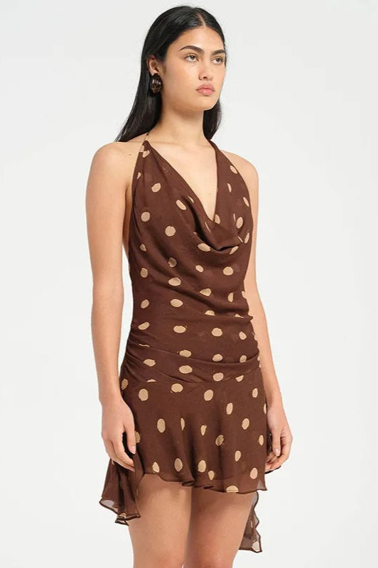 Polka Dot Halter Mini Dress