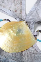 Weird Puss Pearl Shells Halter Maxi Dress