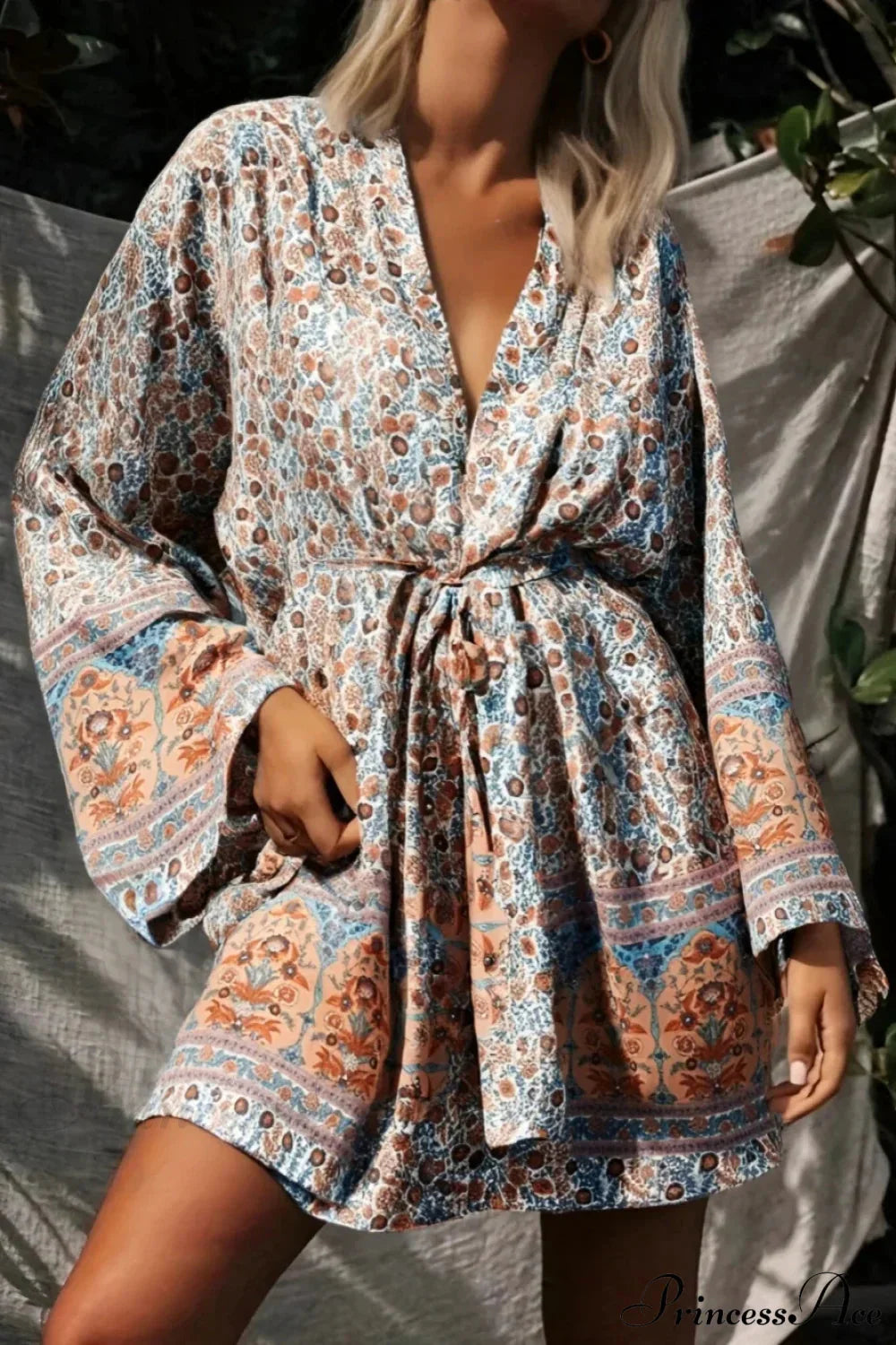 Floral Sashes Boho Kimono Bikini Cover-up