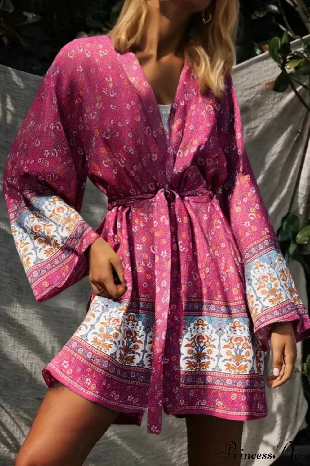 Floral Sashes Boho Kimono Bikini Cover-up