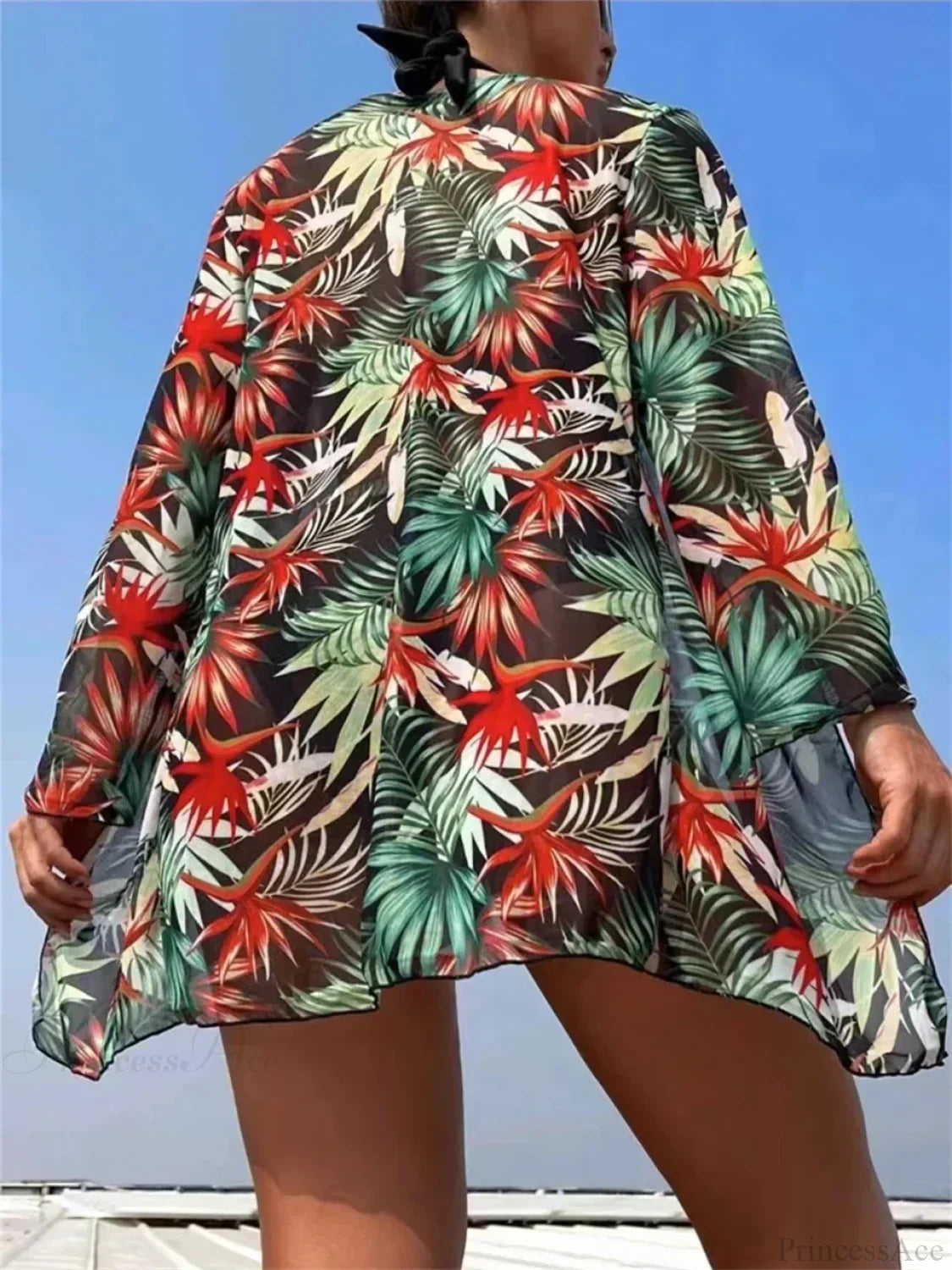 Kimono Halter High Waist Three Two Piece Set