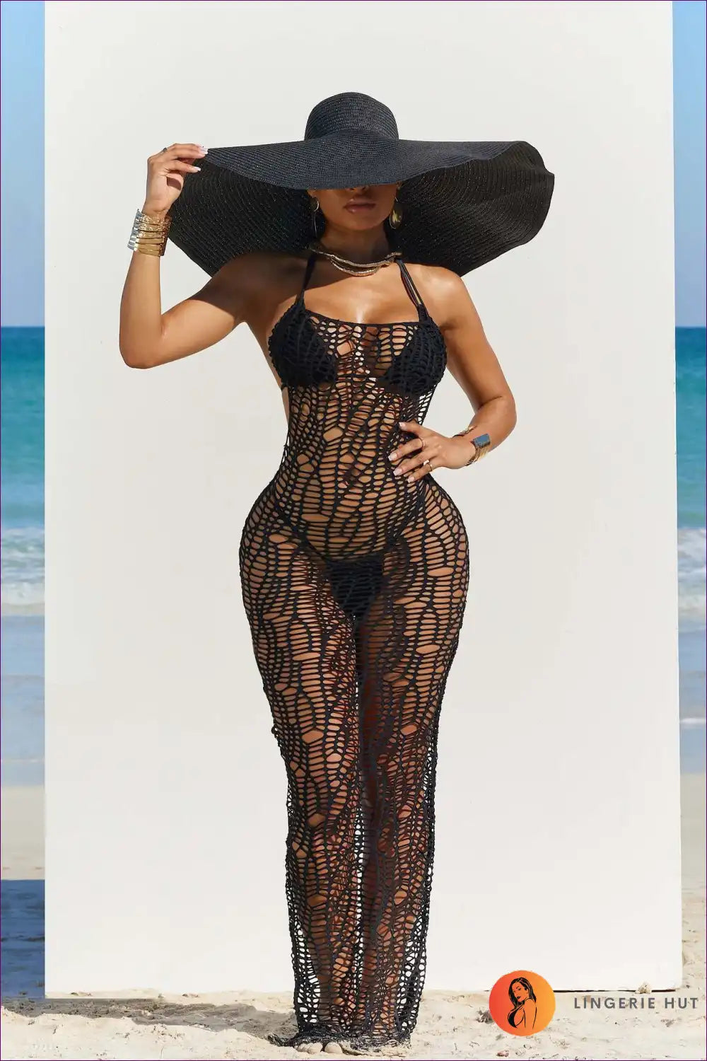 Beachside Crochet Maxi Dress - Coastal Chic