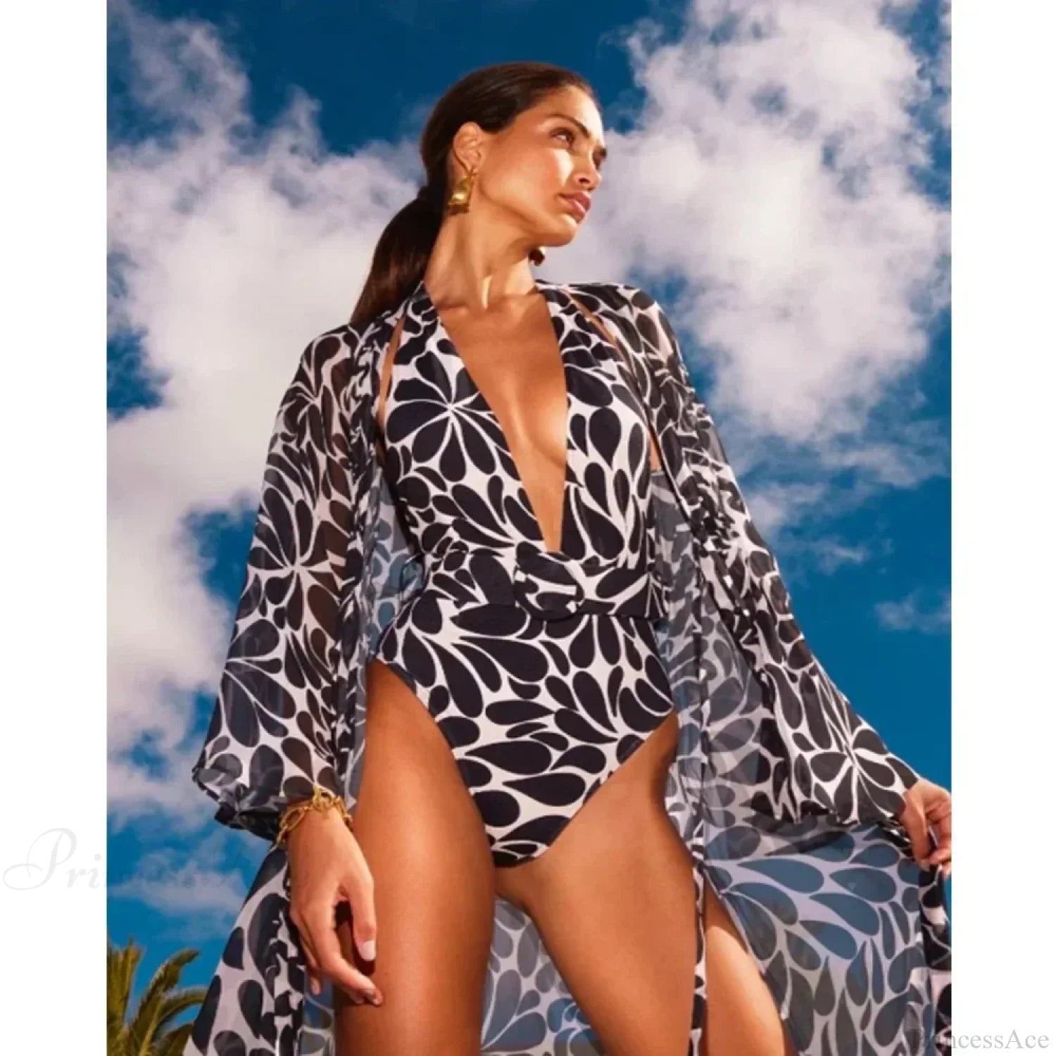 Retro Deep V Swimwear One Piece