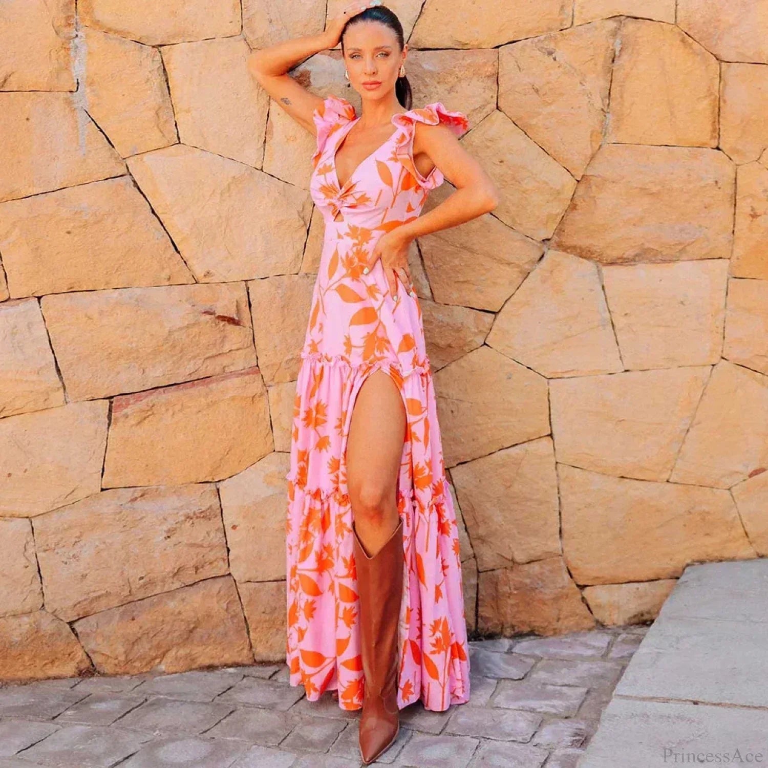 Ruffle One Piece Skirt Two Piece Set