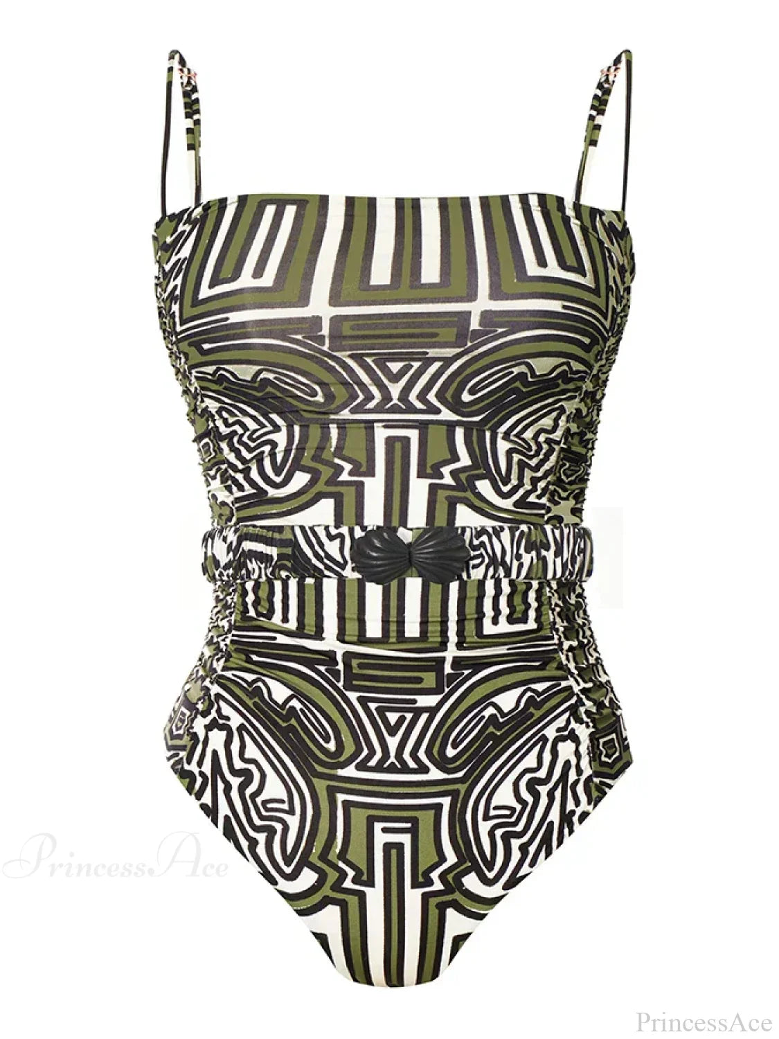 Ruffled Deep V Swimwear Backless One Piece