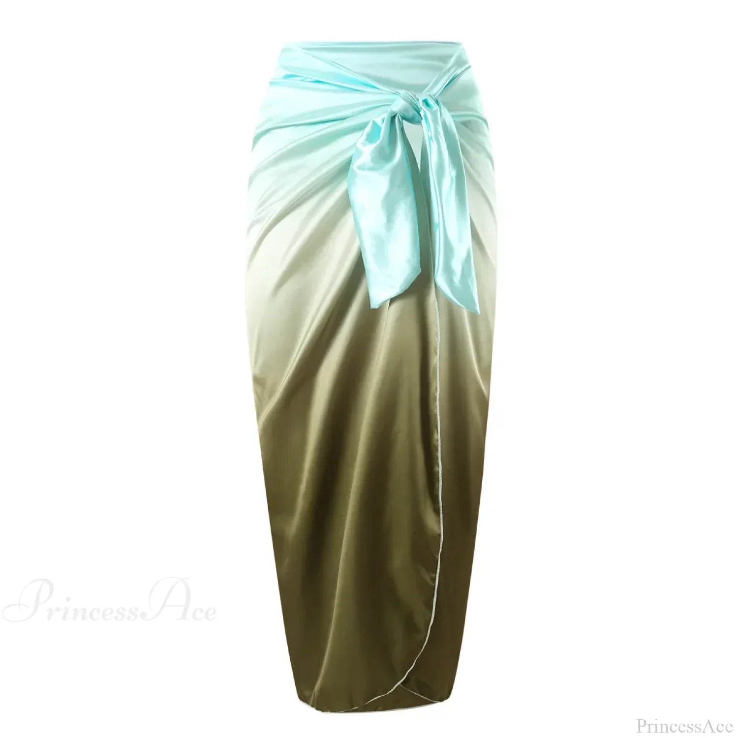 Solid Splicing Buckle One Piece Set Satin skirt 2 / S