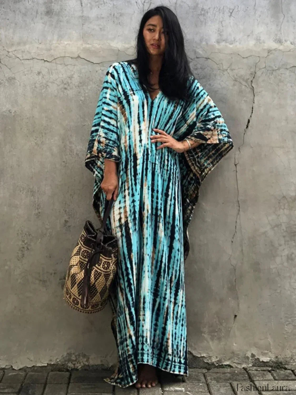 Tie-Dye Printed Kaftan Cover Up