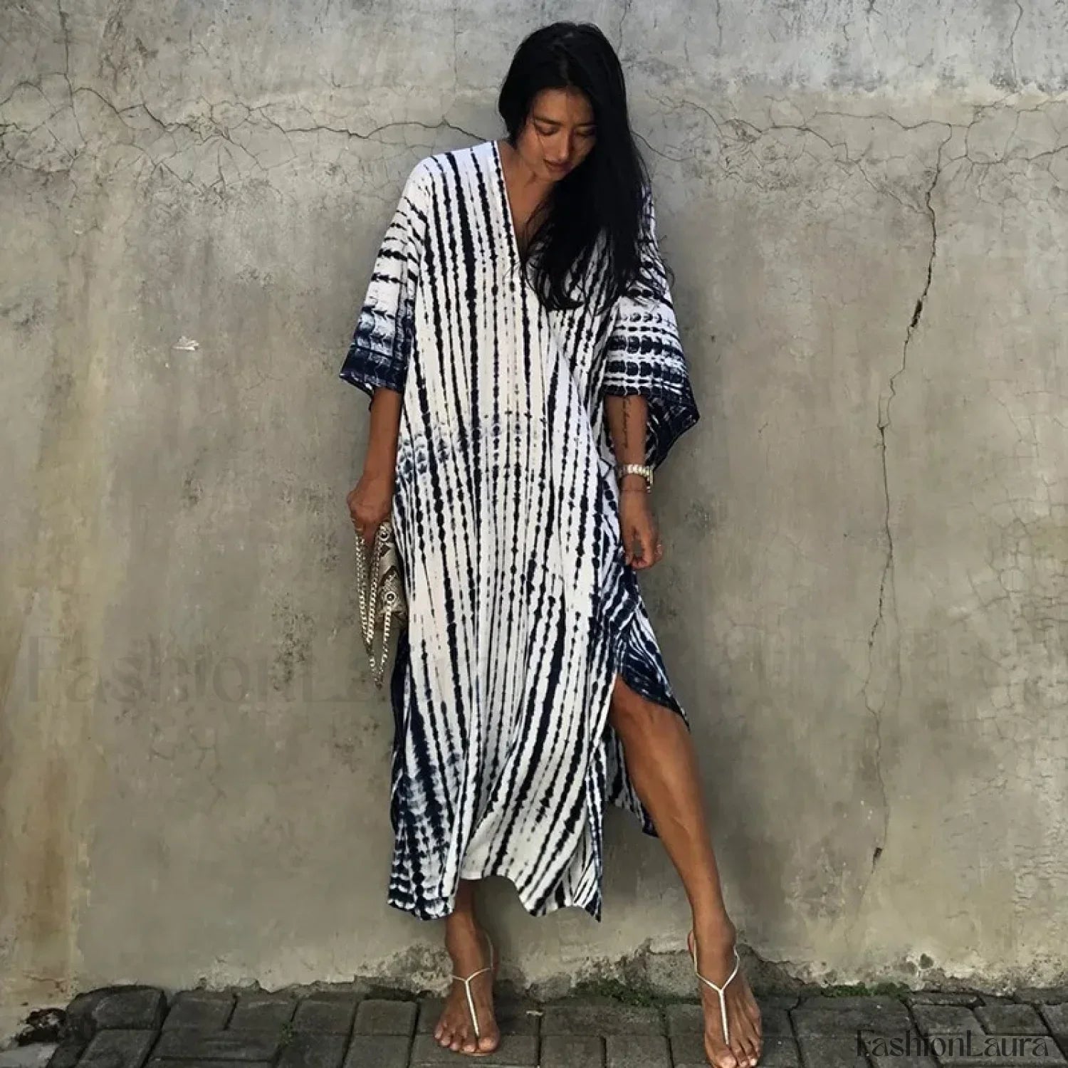Tie-Dye Printed Kaftan Cover Up