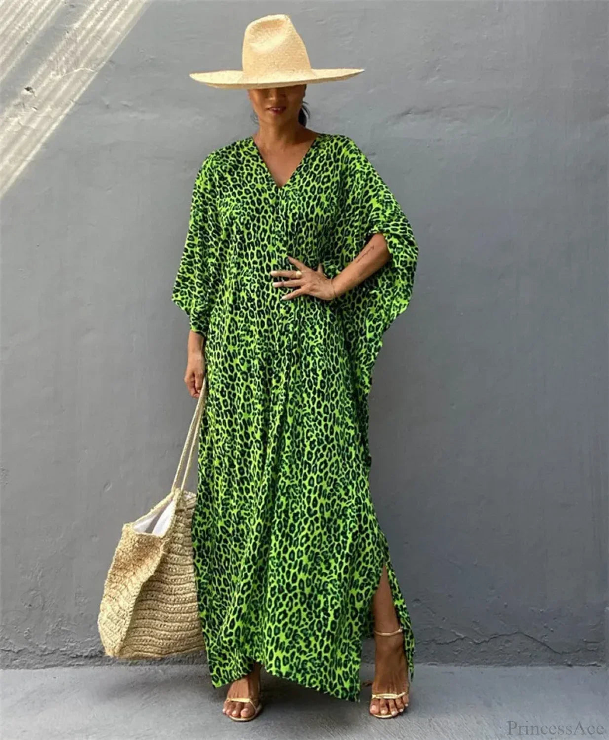 Women Swimsuit Kaftan Tunic Beach Cover Up green / One Size