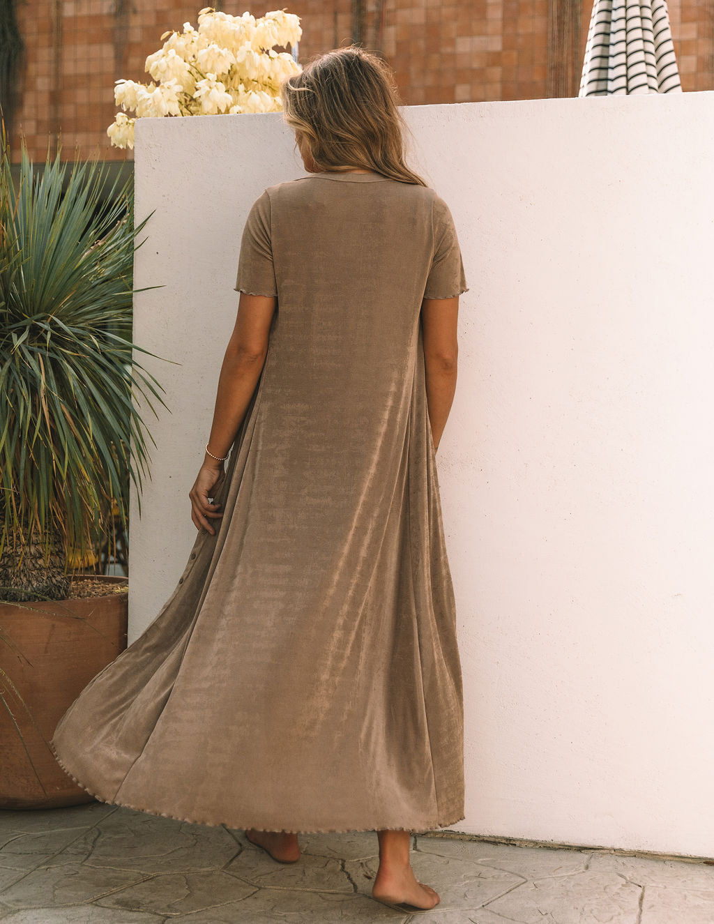 Hot Springs Button Down Knit Maxi Dress - Mocha - FINAL SALE - Fashionpara