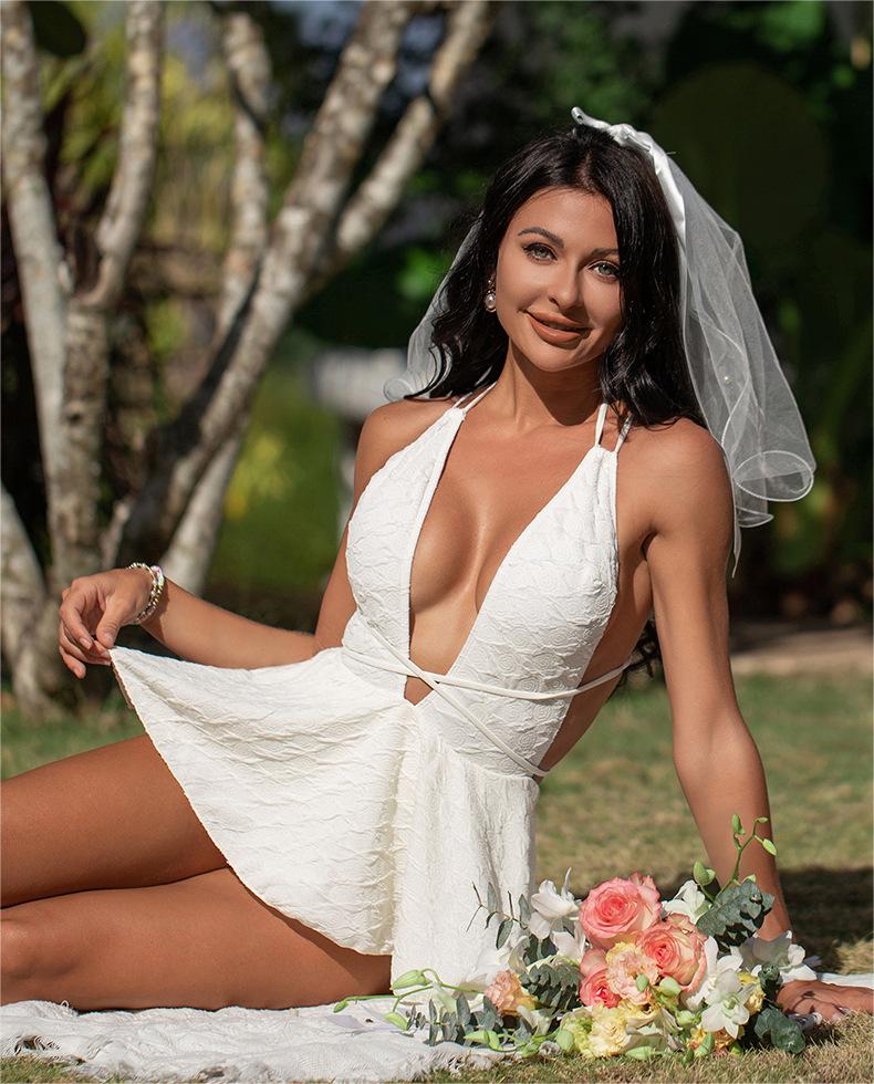 One Piece Swimsuit Women Halter Sexy Backless Strap Swimming Suit