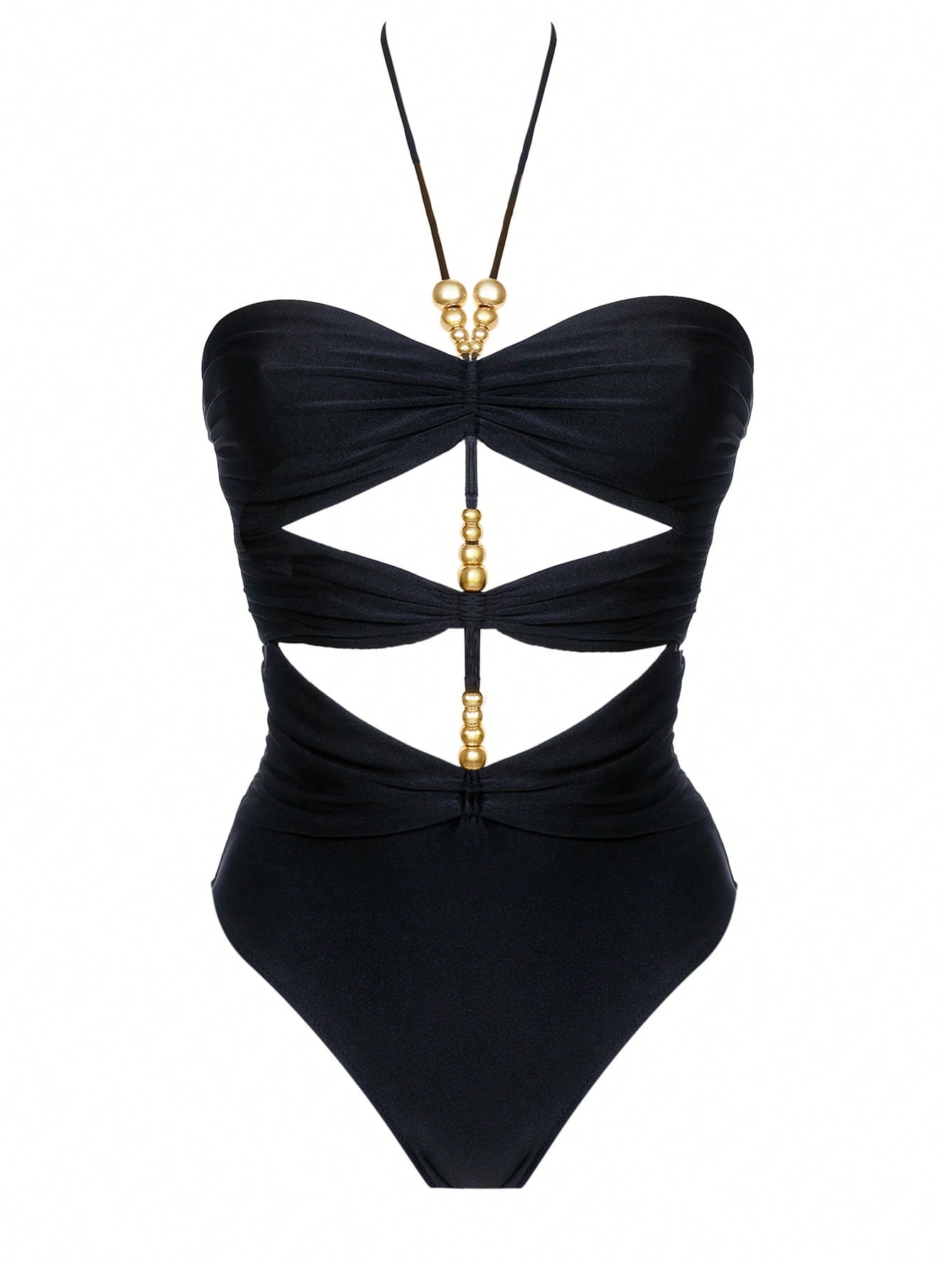 Bikinx Solid Color Cutout One Piece Swimsuit