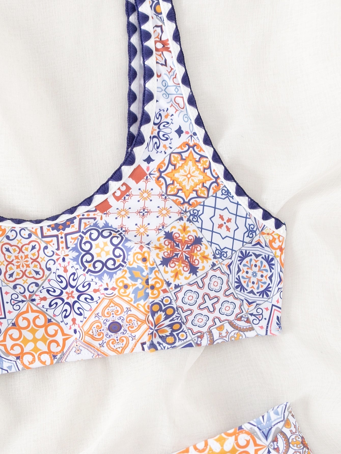 Bikini Sexy Bikini High Waist Print Crocheted Split Swimsuit Women Swimsuit