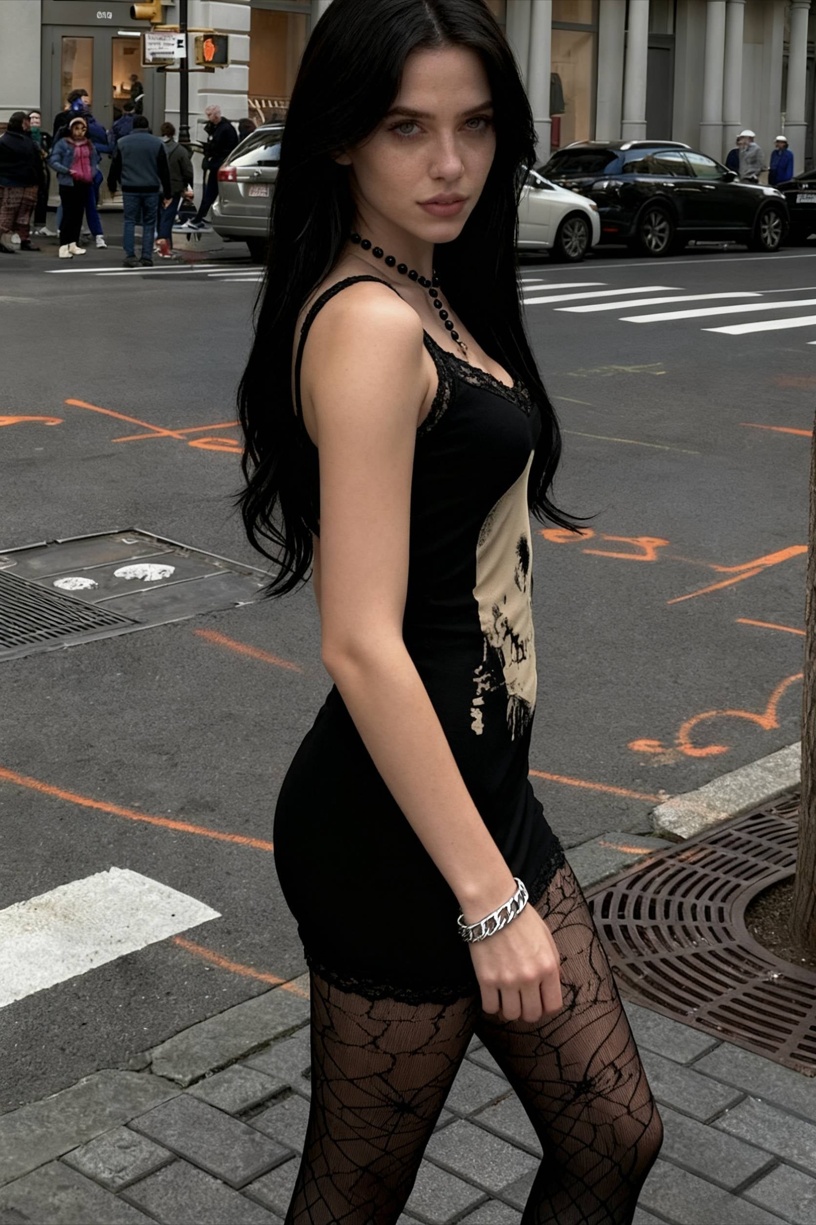 Skull Print Straps Mini Dress