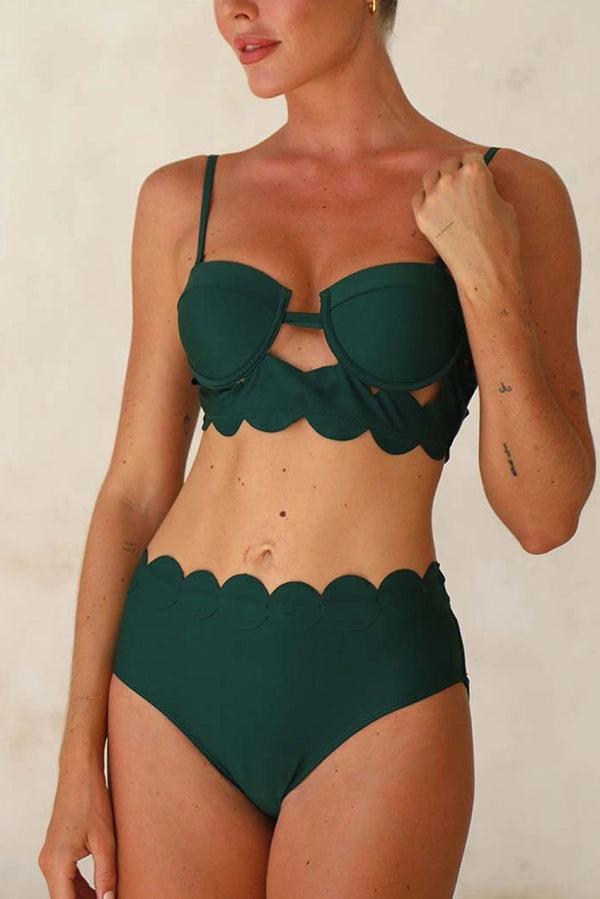 Sexy Sling Cutout High-waisted Stretch Bikini Swimsuit