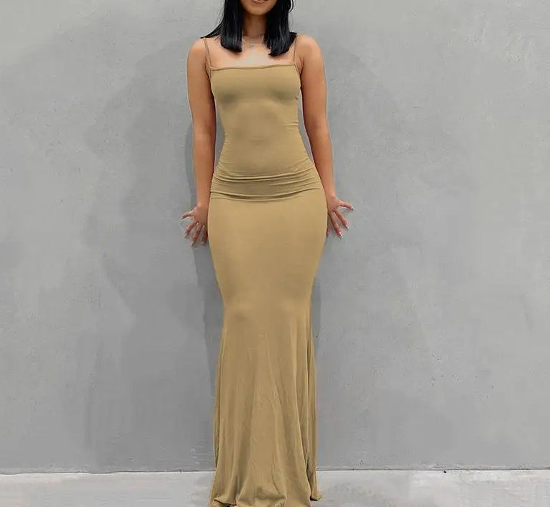 Satin Slip Backless Maxi Dress