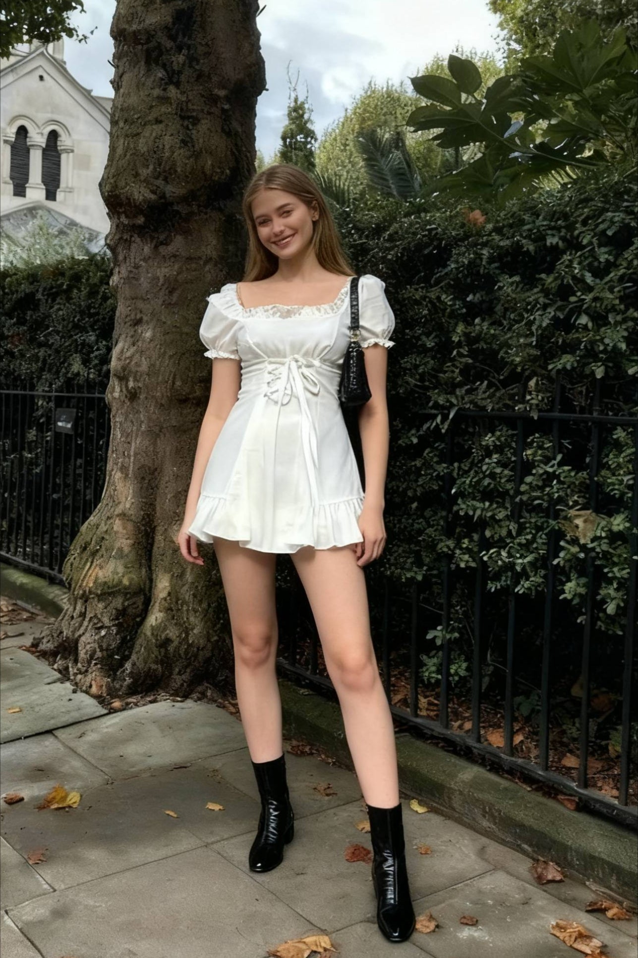 Soft Girl Lace Up Mini Dress