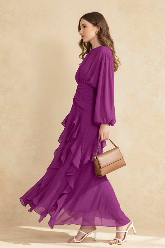 Leonie Ballon Stylish Sleeve Maxi Dress