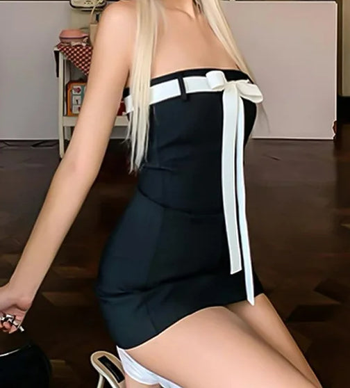 Bowknot Off-Shoulder A-Line Mini Dress