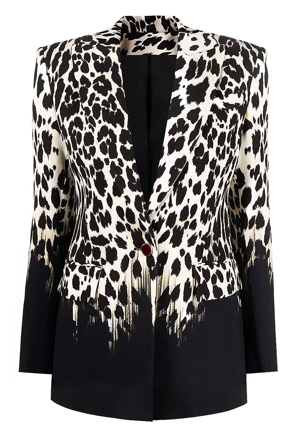 Black Leopard Print Satin Peak Lapel Women Prom Blazer