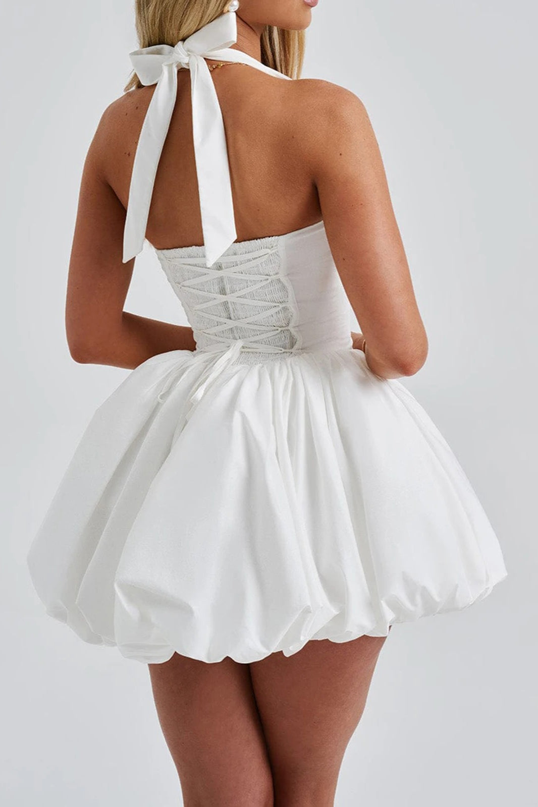 Sleeveless Halter Bubble Mini Dress