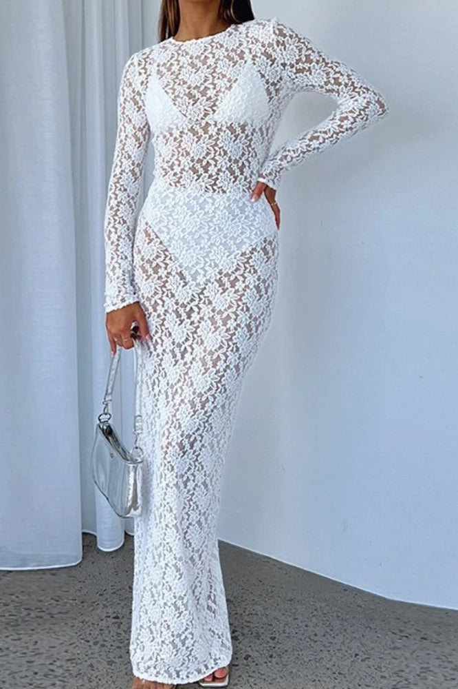See-through Lace Maxi Dress